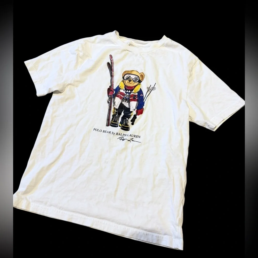 💙Ralph Lauren White Polo Bear Ski T-Shirt